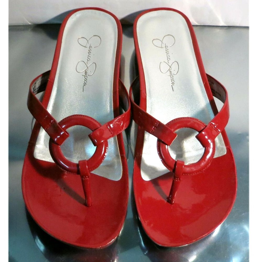Jessica Simpson JS - Florie, Mesh Red Thong Style Flats / Sandals, Size 7B - Picture 2 of 9
